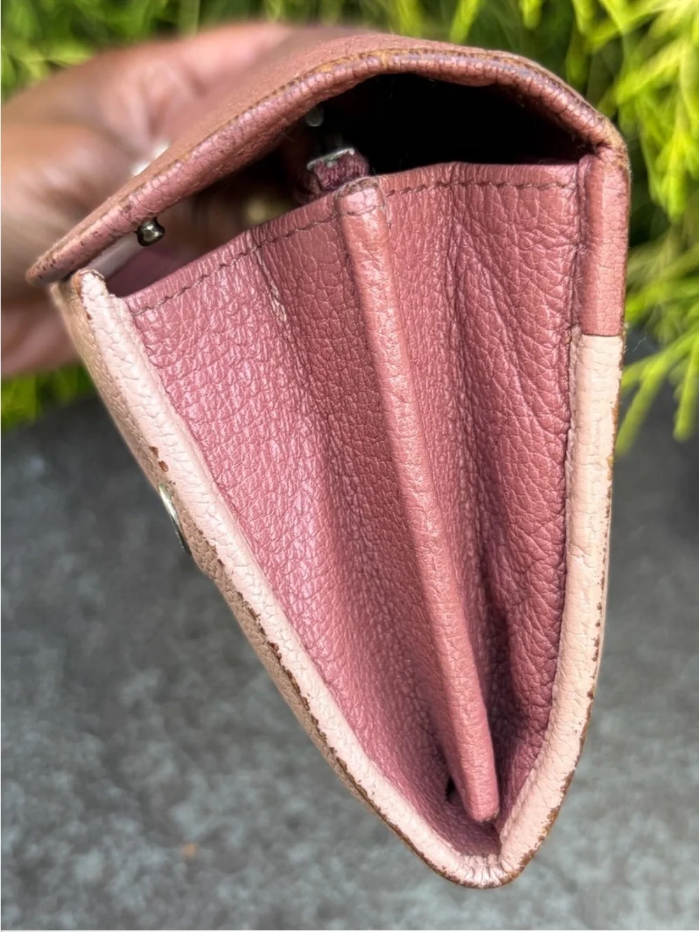 Miu Miu Two-Tone Mauve and Blush Leather Continental Wallet